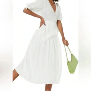 Topshop Ruffled Textured Wrap Midi Dress